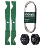  UDC Parts Mower Kit / Belt 197253 + Pulley 532194326 + Pulley 532194327 + 2 Pack Blades 405380 / Fits Poulan Pro PB185A46LT PB18VA46 PB20A46 PB20A46YT PB20VA46 PP20VA46 PPX19A46 PPX20VA46