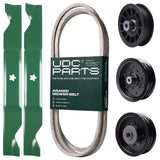 Products -  UDC Parts Mower Kit / Belt 140218 + Pulley 532196104 + Pulley 532196106 + Pulley 532194327 + 2 Pack Blades 405380 / Fits Husqvarna YTH220 Twin