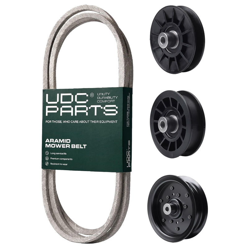  UDC Parts Mower Kit / Belt 197253 + Pulley 532194326 + Pulley 532196106 + Pulley 532194327 / Fits Husqvarna LTH171 YT16542 YT16542T YT1942 YT1942T YTA18542 YTA1946 YTA19K42 YTA20V46 YTA22V46 YTH20K46