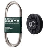 Products -  UDC Parts Mower Kit / Belt 138255 + Pulley 532194326 / Fits Jonsered LT2213 LT2213C LT2216 LT2217A