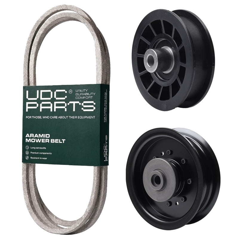  UDC Parts Mower Kit / Belt 140218 + Pulley 532196104 + Pulley 532194327 / Fits Poulan Pro PB22H48YT PB24H48YT PBGT22H48