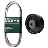  UDC Parts Mower Kit / Belt 130969 + Pulley 532196104 / Fits Husqvarna 2348LS LGT48DXL Rider 1030 TS343 TS348 YT42DXL YT42DXLS YT42XLS YT48CS YT48DXLS YT48XLS YTH220 Twin YTH2242TDF YTH2242TDRF