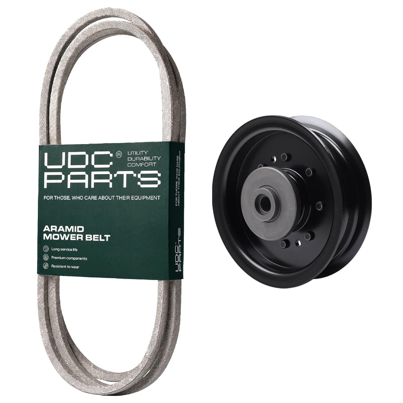  UDC Parts Mower Kit / Belt 130969 + Pulley 532196104 / Fits Husqvarna 2348LS LGT48DXL Rider 1030 TS343 TS348 YT42DXL YT42DXLS YT42XLS YT48CS YT48DXLS YT48XLS YTH220 Twin YTH2242TDF YTH2242TDRF