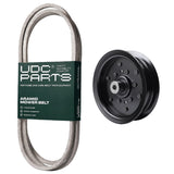  UDC Parts Mower Kit / Belt 144959 + Pulley 532196106 / Fits Husqvarna 2042LS LOYTH20F42T LTH171 LTH174 LTH2142 LTH2142D LTH2142DR TS142TX TS142TXD TS242 TS242D TS243 TS243T YT42CS YT42LS YTH183T