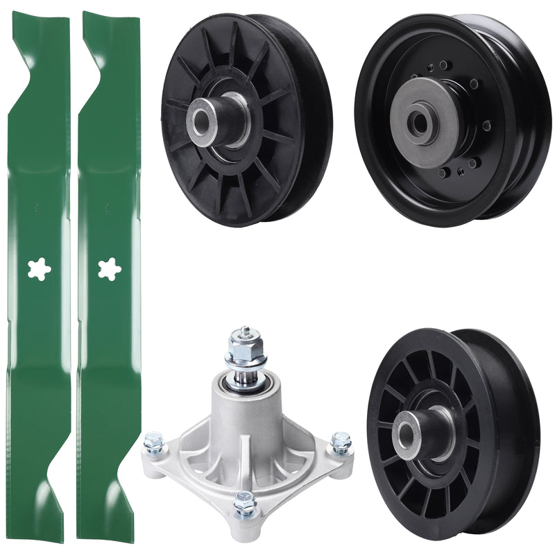 Products -  UDC Parts Mower Kit / Pulley 532194326 + Pulley 532194327 + Pulley 532196104 + Spindle 532174356 + 2 Pack Blades 405380 / Fits Husqvarna LT1597