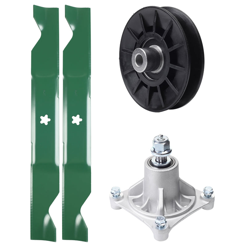 Products -  UDC Parts Mower Kit / Pulley 532194326 + Pulley 532194327 + Spindle 532174356 + 2 Pack Blades 405380 / Fits Husqvarna LT1597