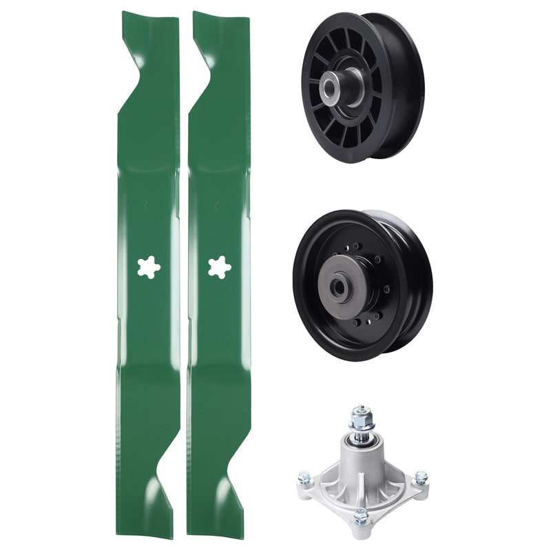 Products -  UDC Parts Mower Kit / Pulley 532194327 + Pulley 532196104 + Spindle 532174356 + 2 Pack Blades 405380 / Fits Husqvarna LT1597