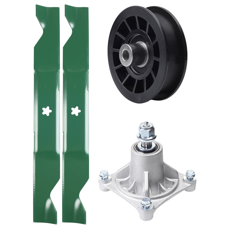 Products -  UDC Parts Mower Kit / Pulley 532194327 + Spindle 532174356 + 2 Pack Blades 405380 / Fits Husqvarna LT1597