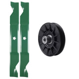  UDC Parts Mower Kit / Pulley 532194326 + 2 Pack Blades 405380 / Fits RedMax YT1846 YT2246