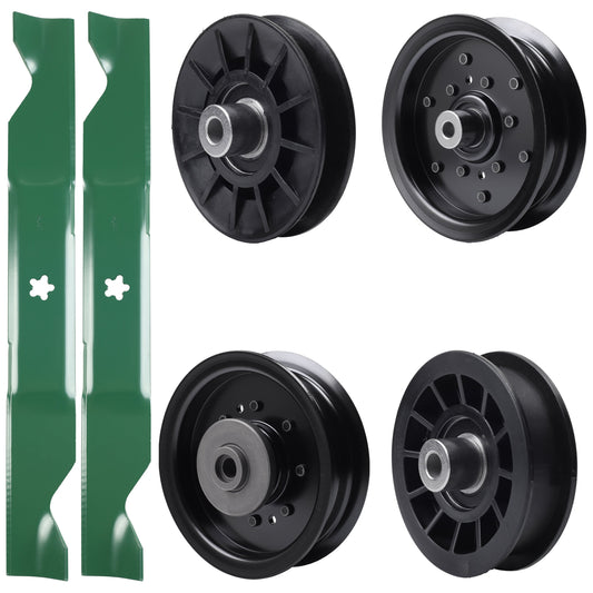 test -  UDC Parts Mower Kit / Pulley 532194326 + Pulley 532196104 + Pulley 532196106 + Pulley 532194327 + 2 Pack Blades 405380 / Fits Husqvarna YTH220 Twin