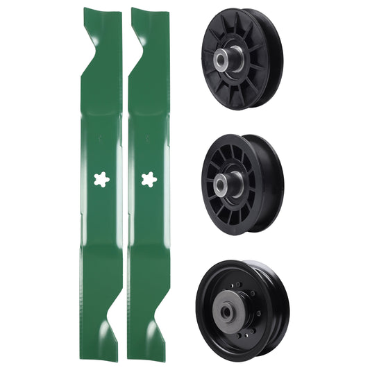 test -  UDC Parts Mower Kit / Pulley 532194326 + Pulley 532196104 + Pulley 532194327 + 2 Pack Blades 405380 / Fits Husqvarna YTH220 Twin