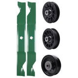 test -  UDC Parts Mower Kit / Pulley 532194326 + Pulley 532196104 + Pulley 532194327 + 2 Pack Blades 405380 / Fits Husqvarna YTH220 Twin