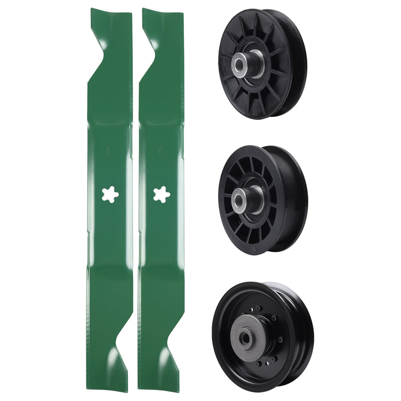 test -  UDC Parts Mower Kit / Pulley 532194326 + Pulley 532196104 + Pulley 532194327 + 2 Pack Blades 405380 / Fits Husqvarna YTH220 Twin