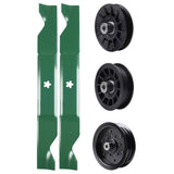 test -  UDC Parts Mower Kit / Pulley 532194326 + Pulley 532196106 + Pulley 532194327 + 2 Pack Blades 405380 / Fits Poulan Pro PB185A46LT PB18VA46 PB19546LT PB20A46 PB20A46YT PB20H46LT PB20H46YT PB20VA46
