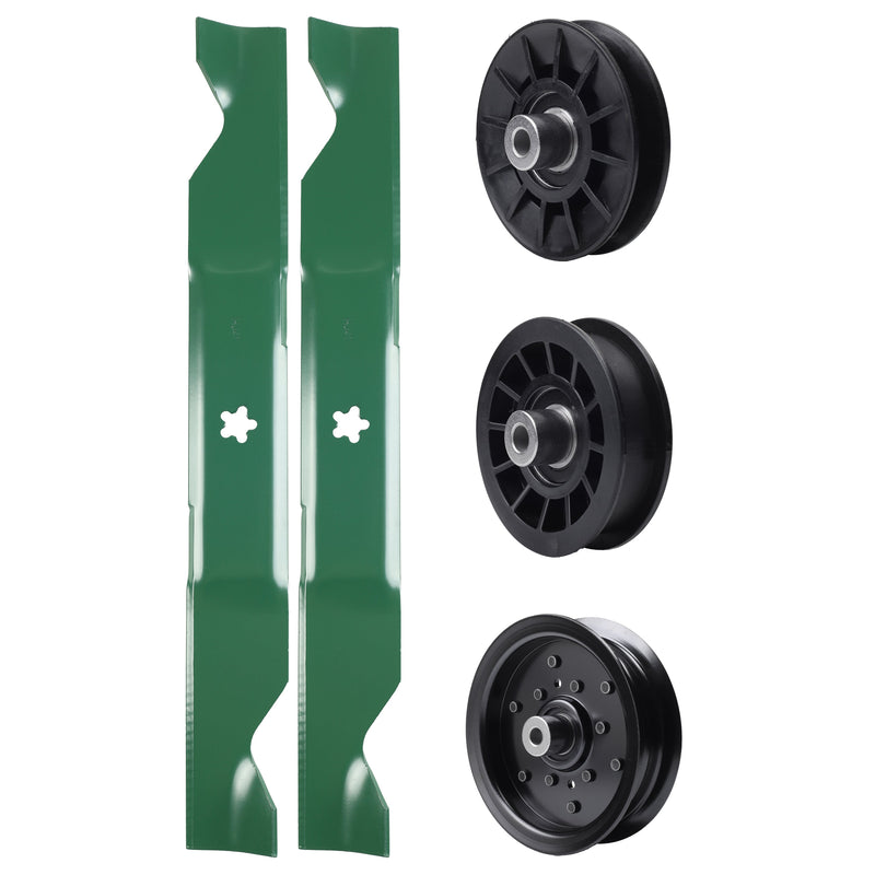 test -  UDC Parts Mower Kit / Pulley 532194326 + Pulley 532196106 + Pulley 532194327 + 2 Pack Blades 405380 / Fits Jonsered LT2320A2 YT46