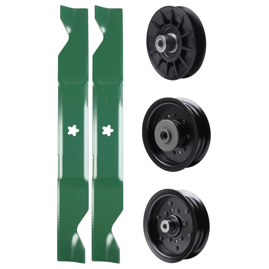 test -  UDC Parts Mower Kit / Pulley 532194326 + Pulley 532196104 + Pulley 532196106 + 2 Pack Blades 405380 / Fits Husqvarna YTH220 Twin