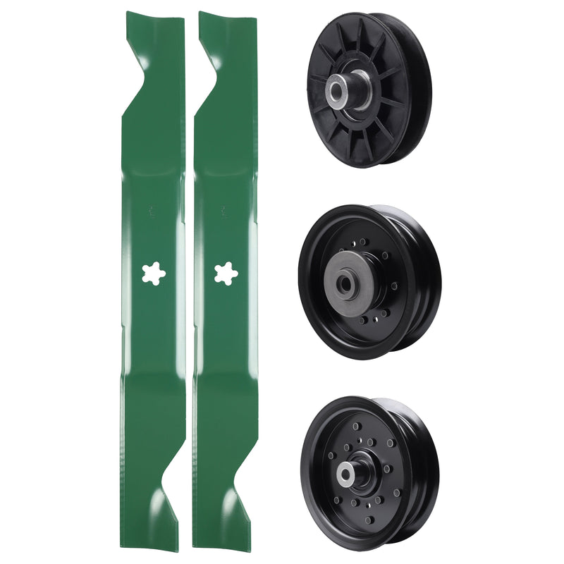 test -  UDC Parts Mower Kit / Pulley 532194326 + Pulley 532196104 + Pulley 532196106 + 2 Pack Blades 405380 / Fits Husqvarna YTH220 Twin