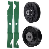 test -  UDC Parts Mower Kit / Pulley 532194326 + Pulley 532196104 + 2 Pack Blades 405380 / Fits Husqvarna LT1597 YTH220 Twin YTH2242TDF