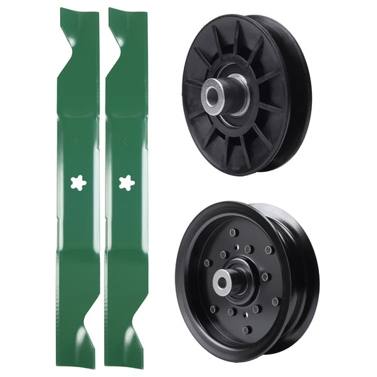 test -  UDC Parts Mower Kit / Pulley 532194326 + Pulley 532196106 + 2 Pack Blades 405380 / Fits Jonsered LT2223A2 LT2320A2 YT46