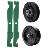 test -  UDC Parts Mower Kit / Pulley 532194326 + Pulley 532196106 + 2 Pack Blades 405380 / Fits Jonsered LT2223A2 LT2320A2 YT46