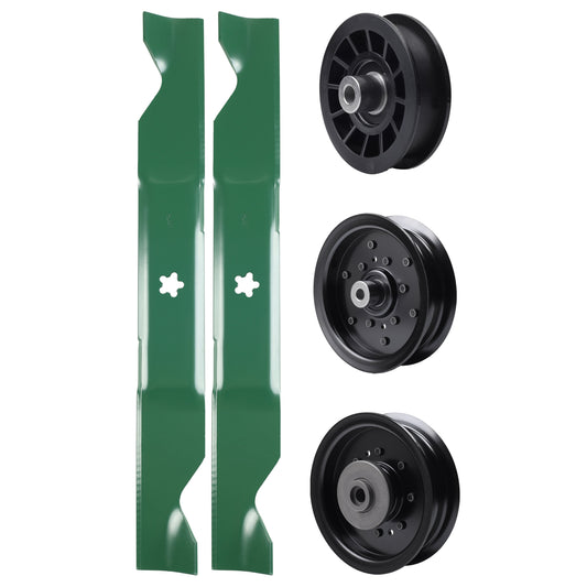 test -  UDC Parts Mower Kit / Pulley 532196104 + Pulley 532196106 + Pulley 532194327 + 2 Pack Blades 405380 / Fits Husqvarna YTH220 Twin