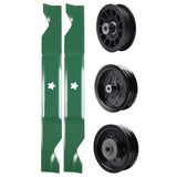 test -  UDC Parts Mower Kit / Pulley 532196104 + Pulley 532196106 + Pulley 532194327 + 2 Pack Blades 405380 / Fits Husqvarna YTH220 Twin