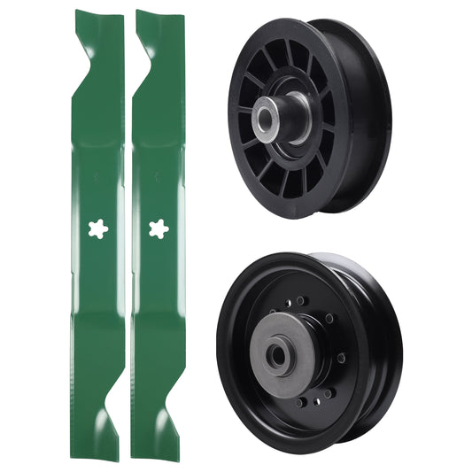 test -  UDC Parts Mower Kit / Pulley 532196104 + Pulley 532194327 + 2 Pack Blades 405380 / Fits Husqvarna YTH220 Twin