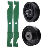 test -  UDC Parts Mower Kit / Pulley 532196104 + Pulley 532194327 + 2 Pack Blades 405380 / Fits Husqvarna YTH220 Twin