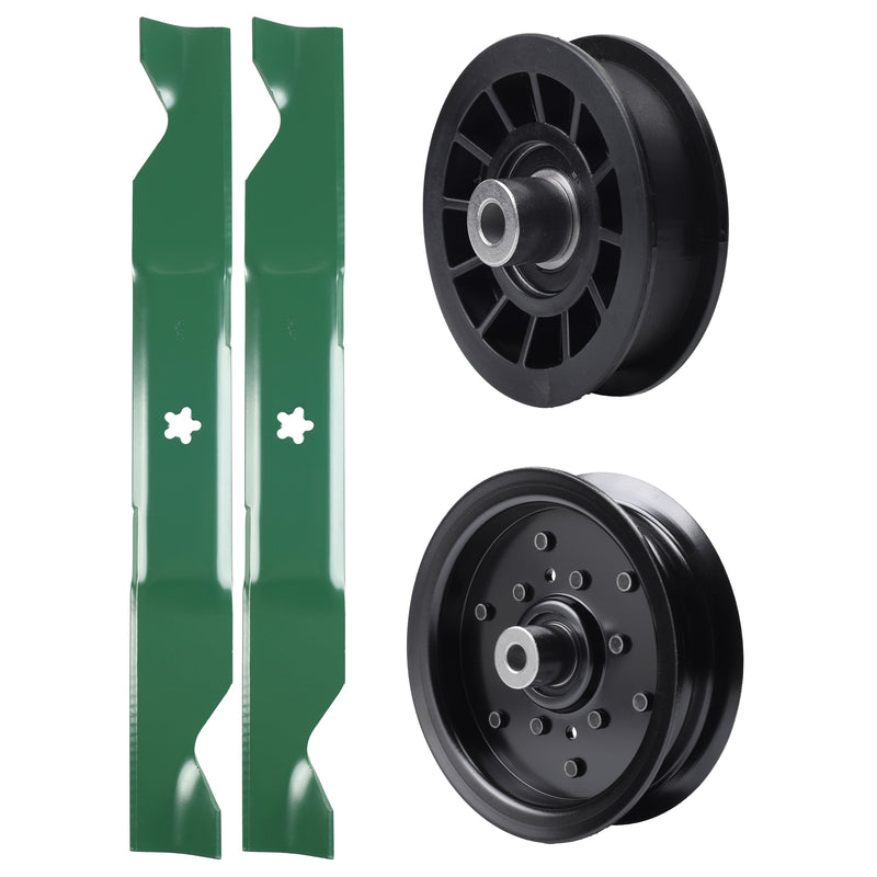 test -  UDC Parts Mower Kit / Pulley 532196106 + Pulley 532194327 + 2 Pack Blades 405380 / Fits Poulan Pro PB185A46LT PB18VA46 PB19546LT PB20A46 PB20A46YT PB20H46LT PB20H46YT PB20VA46 PB22H46YT PB22H46YTX