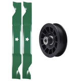 test -  UDC Parts Mower Kit / Pulley 532194327 + 2 Pack Blades 405380 / Fits Poulan Pro PB185A46LT PB18VA46 PB19546LT PB195H46YT PB195H46YTX PB20A46 PB20A46YT PB20H46LT PB20H46YT PB20VA46 PB22H46YT PB22H46YTX