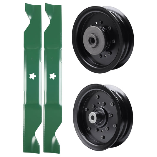 test -  UDC Parts Mower Kit / Pulley 532196106 + Pulley 532196104 + 2 Pack Blades 405380 / Fits Husqvarna LSZ4622 LSZ5422 LSZ5424