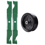  UDC Parts Mower Kit / Pulley 532196106 + 2 Pack Blades 405380 / Fits Partner P185117H
