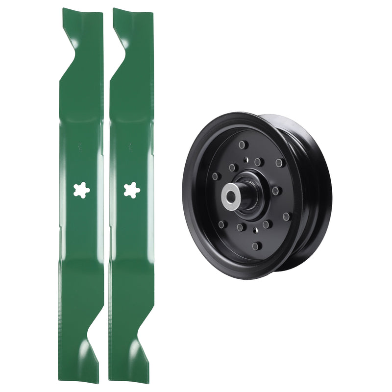  UDC Parts Mower Kit / Pulley 532196106 + 2 Pack Blades 405380 / Fits Partner P185117H