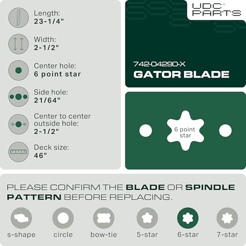 Aftermarket Columbia Lawn Mower Parts - 942-04290-X Mower Gator Mulching Blades 6 Point Star Replacement for Cub Cadet 46 Inch LTX 1045 1046 XT1 LT46 XT2 LX46 742-04290-X 942-04244A 942-04290A Craftsman Troy Bilt / 2 Pack