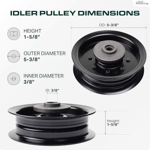  196104 Idler Pulley / 48 54 inch deck / Replacement for Husqvarna 532196104 197380 532197380 TS342 TS343 TS348 TS352 YT42DXLS