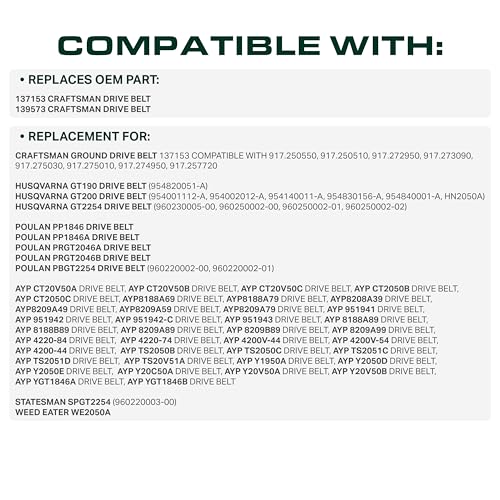  137153, 139573 Mower Drive Belt Replacement for Craftsman, Husqvarna & More | Aramid Cord
