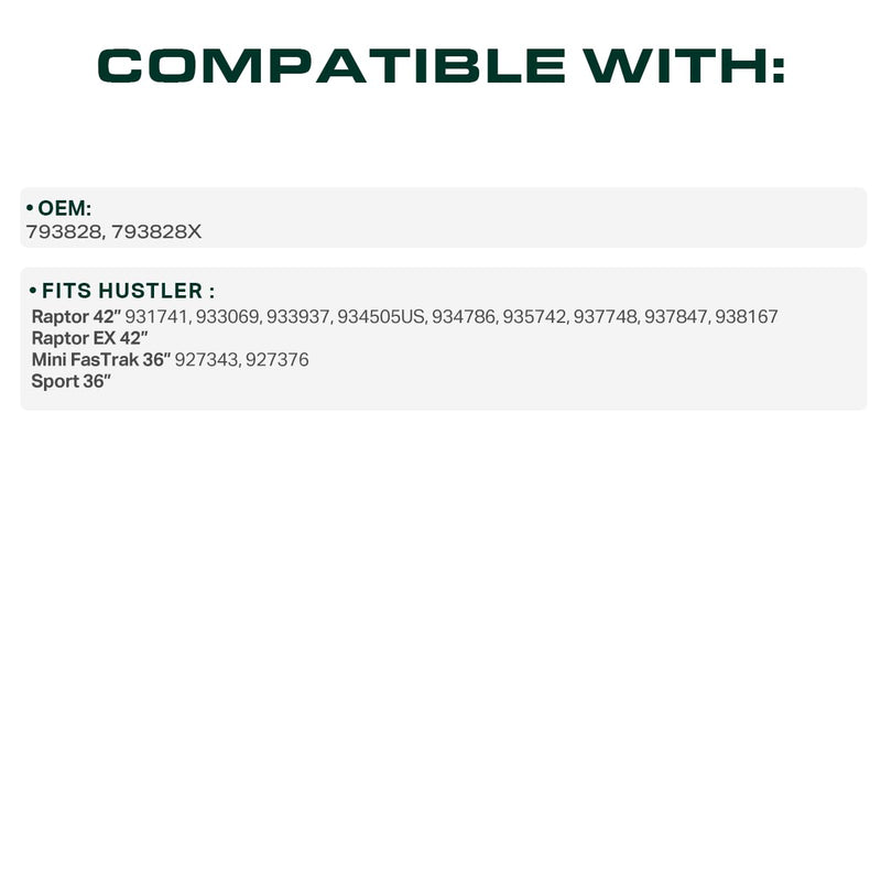  793828 Deck Belt Replacement for Hustler Raptor 42 Inch 931741 933069 933937 934505US 934786 935742 937748 937847 938167 Mini FasTrak 36 In 927343 927376 Sport 793828X /116 inch/Aramid Cord