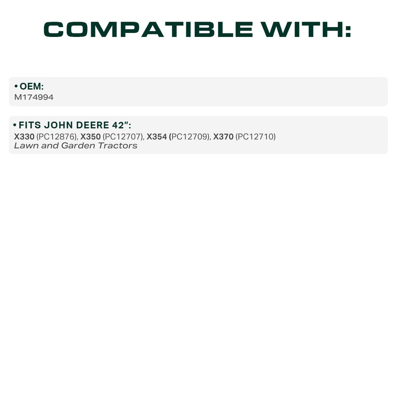  M174994 Mower Deck Belt Replacement for John Deere X350, X330, X370 & More | 42-in Deck | Aramid Cord