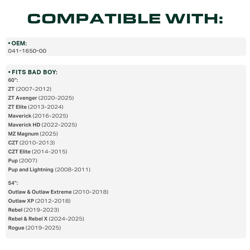  041-1650-00 Mower Deck Belt Replacement for Bad Boy Maverick, ZT Elite & More | Aramid Cord