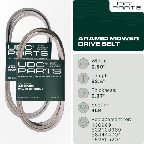 Mower Belts - 532130969, 130969 Mower Drive Belt Replacement for Husqvarna YTH18542, YTH22V46, LGT2654 & More | Aramid Cord