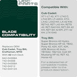  942-04308 Lawn Mower Blades 6 Point Star Replacement for Cub Cadet 42 inch 942-04308A 942-04308-X Craftsman T110 942-04312 XT1 LT42 LTX1040 Troy Bilt Pony Bronco / High Lift Mulching 2 Pack
