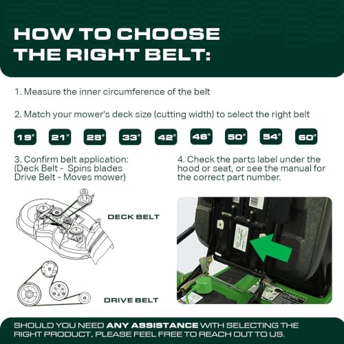  GX20072, UC32283 Mower Deck Belt Replacement for John Deere D130, D105, L100 & More | 42-in Deck | Aramid Cord