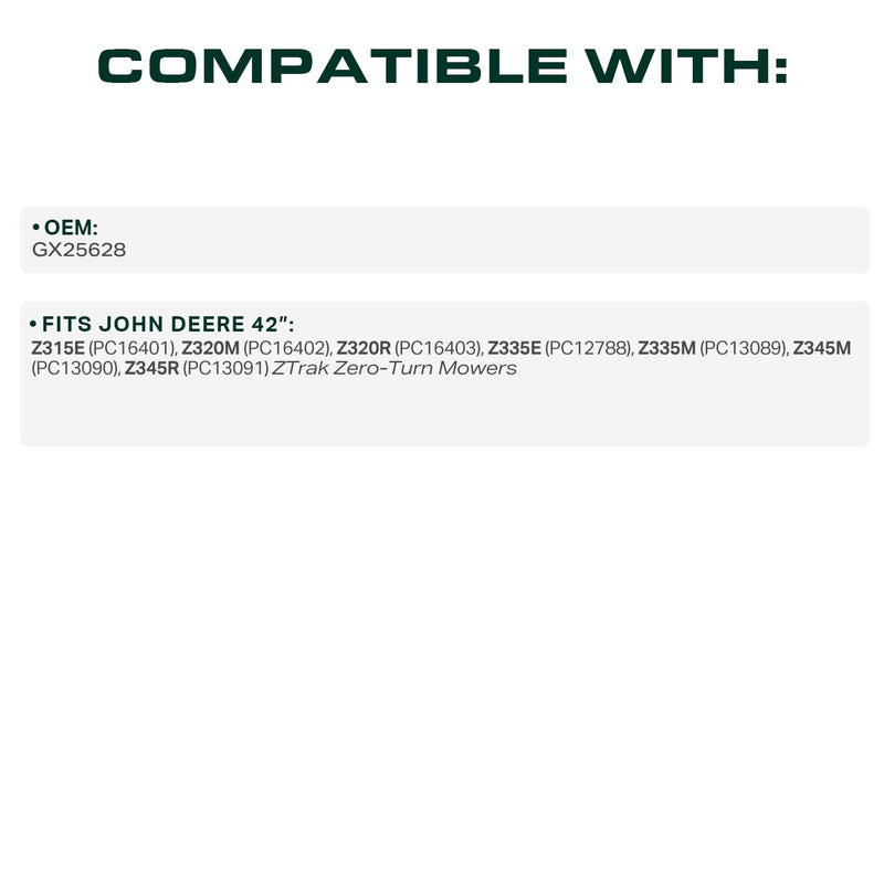  GX25628 Mower Deck Belt Replacement for John Deere Z345R, Z335E, Z315E & More | 42-in Deck | Aramid Cord