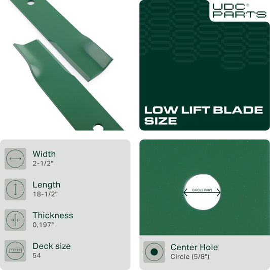 MOWER PARTS -  UDC Parts Low Lift Blades 601124 54 Inch / Fits Hustler Replaces OEM no. 797696 797704 601013 602416 797712 / 3 Pack