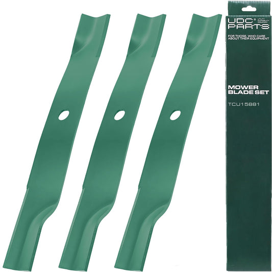 OEM–Equivalent John Deere Mower Blades - TCU15881 High Lift Blades Replacement for John Deere 60 Inch UC15158 Ztrak Z915E Z994R Z955R Z955R Z965M EZtrak Z665 X710 X730 X738 X739 X744 X748 X749 Quik-trak Q820M Q850M Q850R / 3 Pack