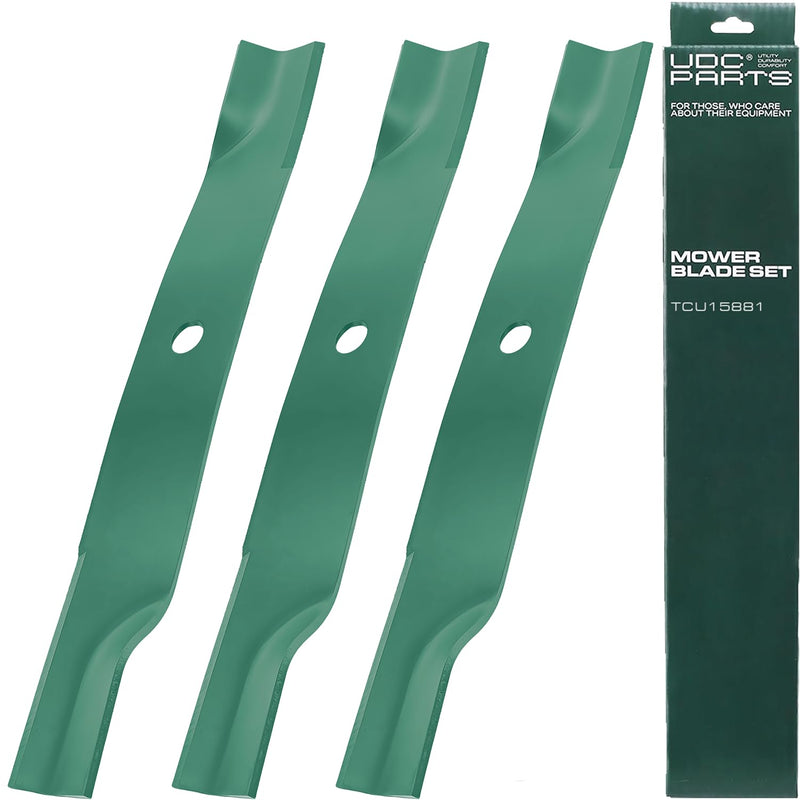  TCU15881 High Lift Blades Replacement for John Deere 60 Inch UC15158 Ztrak Z915E Z994R Z955R Z955R Z965M EZtrak Z665 X710 X730 X738 X739 X744 X748 X749 Quik-trak Q820M Q850M Q850R / 3 Pack