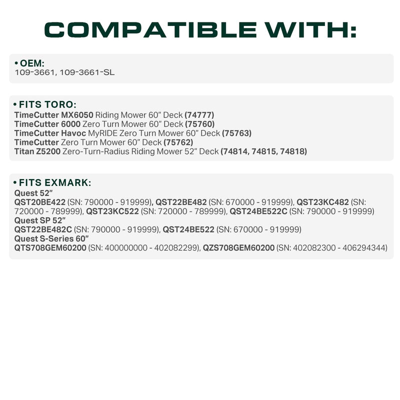  109-3661, 109-3661-SL Mower Deck Belt Replacement for Toro, Exmark & More | Aramid Cord