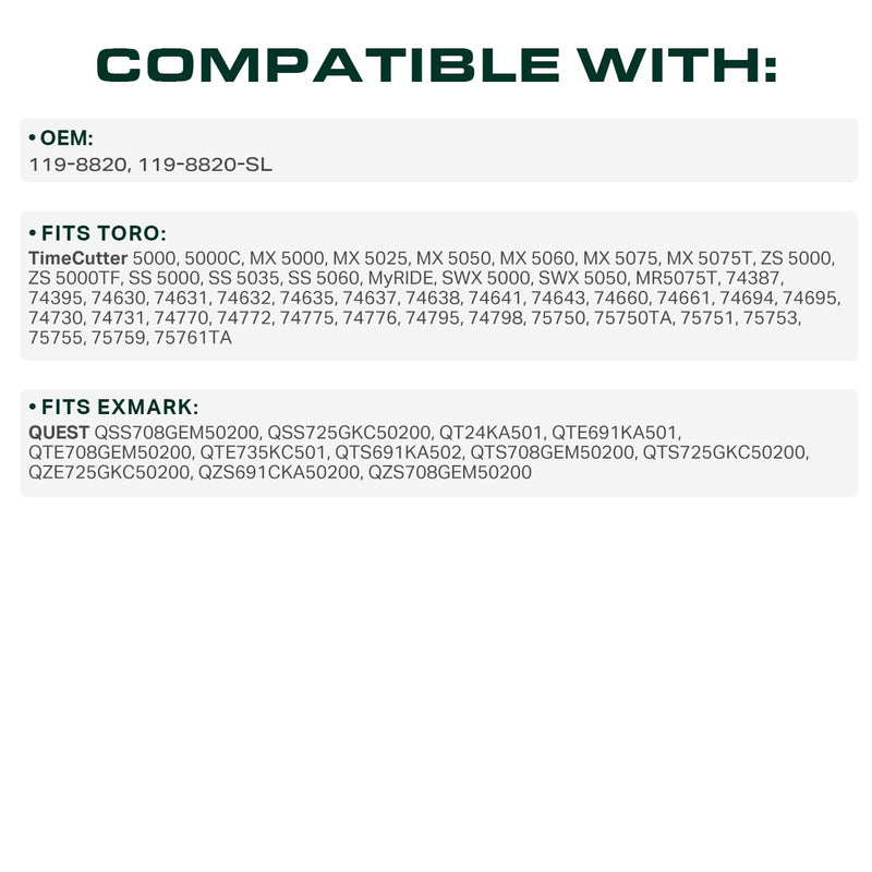  119-8820 Mower Deck Belt Replacement for Toro 75750, SS5000 & More | 50-in Deck | Aramid Cord