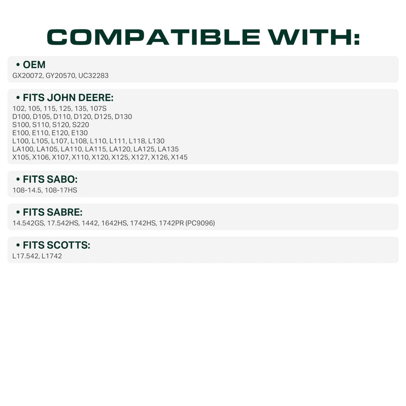  GX20072, UC32283 Mower Deck Belt Replacement for John Deere D130, D105, L100 & More | 42-in Deck | Aramid Cord