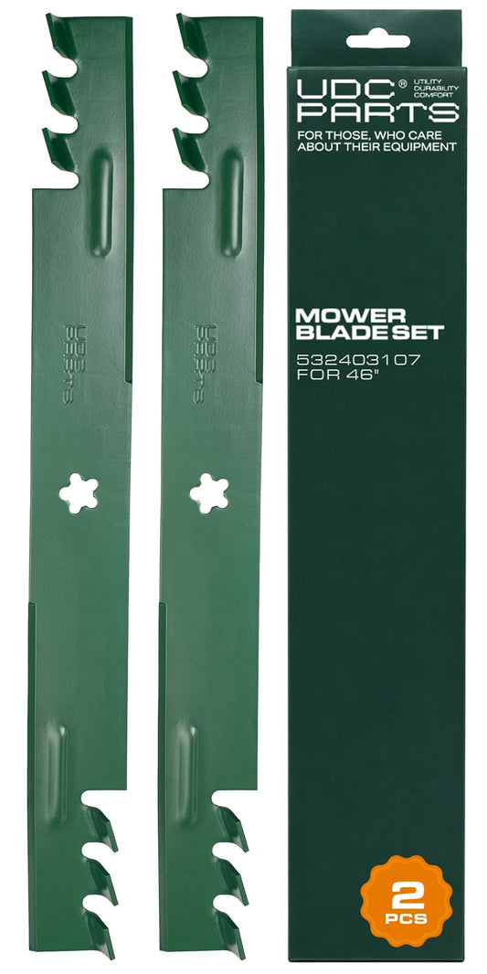 AYP Aftermarket Parts - UDC Parts Mower Gator Mulching Blades for Husqvarna 46 Inch YTH22V46 Z246 RZ4623 YTA22V46 532403107 403107 CMXGZAM110146 Craftsman AYP Poulan Pro Ariens 917532403107 / 2 Pack